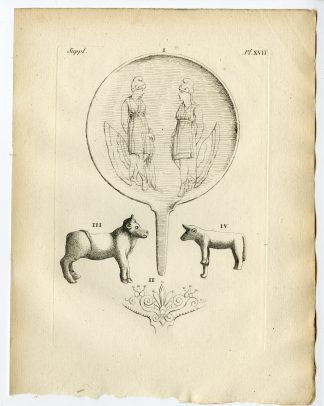 Antique Print-ETRUSCAN ARTEFACT-FIGURINE-BULL-PATERA-Caylus-1767