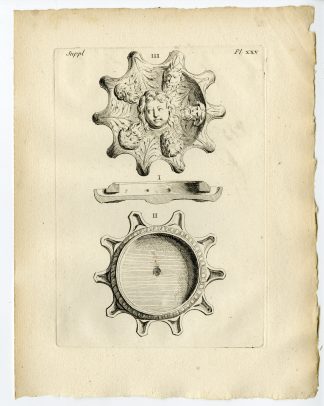 Antique Print-GREEK ARTEFACT-HANGING OIL LAMP-Caylus-1767
