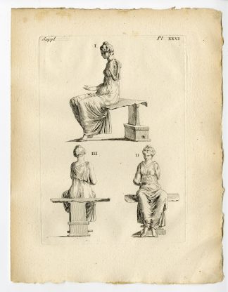 Antique Print-GREEK ARTEFACT-BRONZE SCULPTURE-PRIESTESS-Caylus-1767