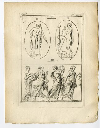 Antique Print-GREEK ARTEFACT-APOLLO-HORAI-RELIEF-SERPENT-Caylus-1767