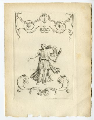 Antique Print-ROMAN ARTEFACT-FEMALE FIGURE-TORCH-FESTOON-Caylus-1767