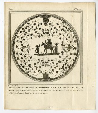 Antique Print-ROMAN ARTEFACT-MOSAIC PAVEMENT-BACCHUS-DONKEY-Caylus-1767