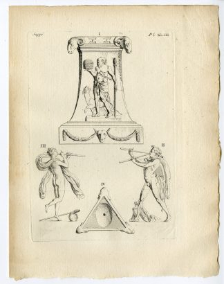 Antique Print-ROMAN ARTEFACT-FAUN-FLUTE-BACCHUS-PANTHER-Caylus-1767