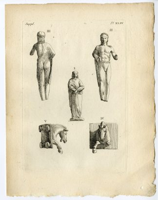 Antique Print-ROMAN ARTEFACT-MALE FIGURE-NUDE-HORSE HEAD-Caylus-1767