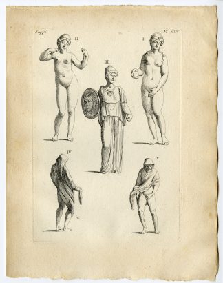 Antique Print-ROMAN ARTEFACT-BRONZE FIGURE-VENUS-MINERVA-ATHENA-Caylus-1767