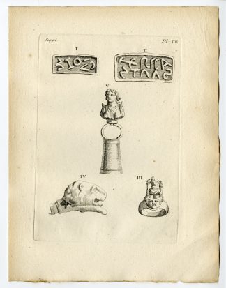 Antique Print-ROMAN ARTEFACT-STAMP SEAL-RING-LION-Caylus-1767