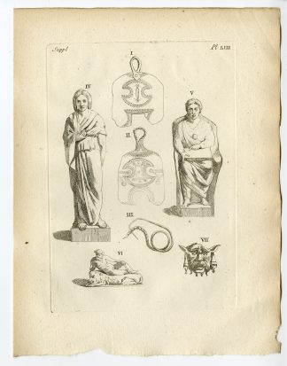 Antique Print-ROMAN ARTEFACT-SCULPTURE-SATYR-PANTHER-FIBULA-Caylus-1767