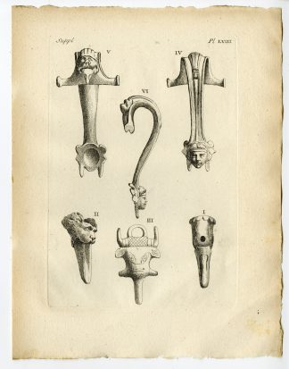 Antique Print-ROMAN ARTEFACT-ORNAMENT-BRONZE-HANDLES-Caylus-1767