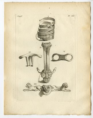 Antique Print-ROMAN ARTEFACT-ARMILLA-FIBULA-ORNAMENT-BRACE-Caylus-1767