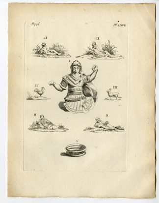 Antique Print-GAULISH ARTEFACT-SCULPTURE-FIGURE-ANIMAL-SOLDIER-Caylus-1767