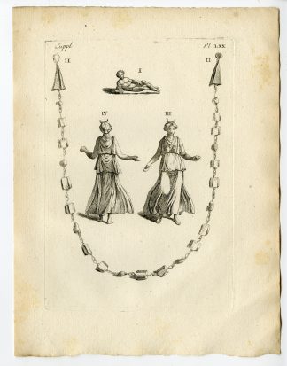 Antique Print-GAULISH ARTEFACT-MALE FIGURE-DIANA-DEITY-NECKLACE-Caylus-1767