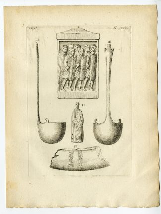 Antique Print-GAULISH ARTEFACT-BAS RELIEF-SIMPULUM-TERRACOTTA VASE-Caylus-1767
