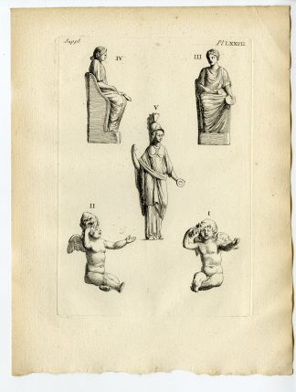 Antique Print-GAULISH ARTEFACT-MINERVA-STATUETTE-CHILD-MASK-PRIESTESS-Caylus-1767