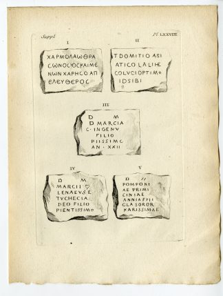 Antique Print-GAULISH ARTEFACT-SEPULCHRE-INSCRIPTION-STONE-Caylus-1767