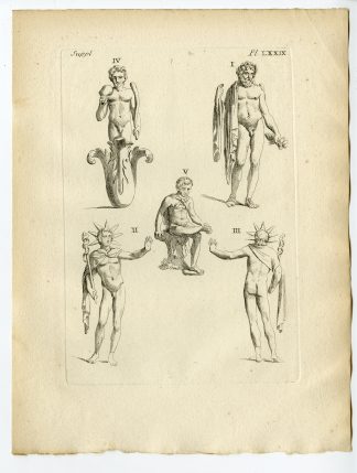 Antique Print-GAULISH ARTEFACT-JUPITER-FAUN-APOLLO-FIGURINE-Caylus-1767