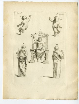 Antique Print-GAULISH ARTEFACT-SCULPTURE-JUPITER-LYRE-CHILD-MUSICIAN-Caylus-1767