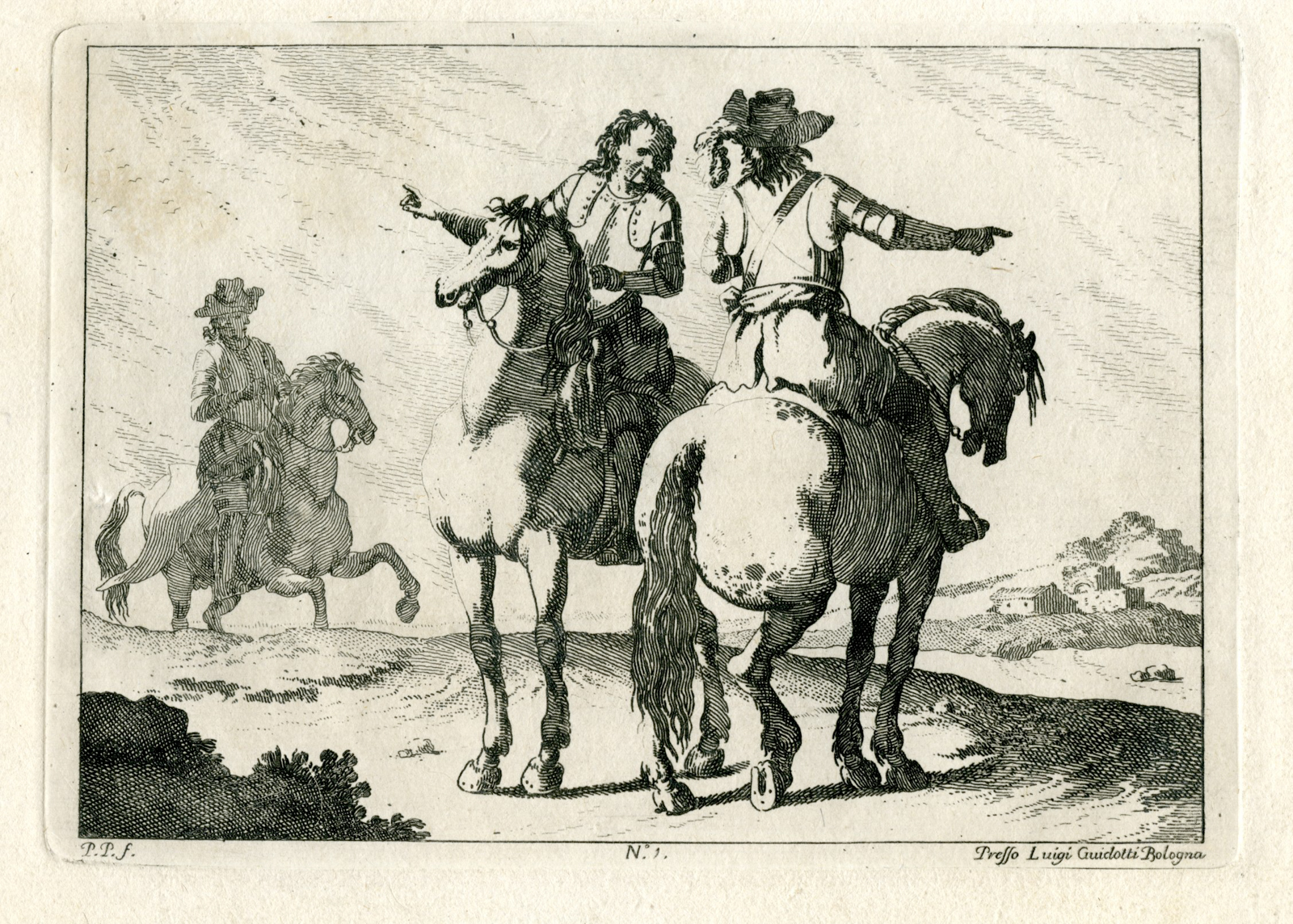 Pictura 07830 416x297 Antique Master Print-MILITARY-COMMANDERS-HORSEBACK-PL.1-Palmieri-Simonini-1760 - Image 2