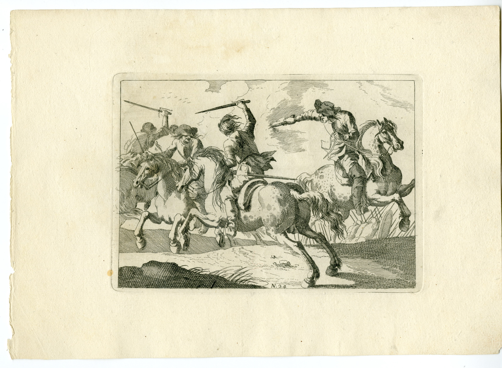 Pictura 07831 416x305 Antique Master Print-CAVALRY-COMBAT-PLATE-24-Palmieri-Simonini-1760