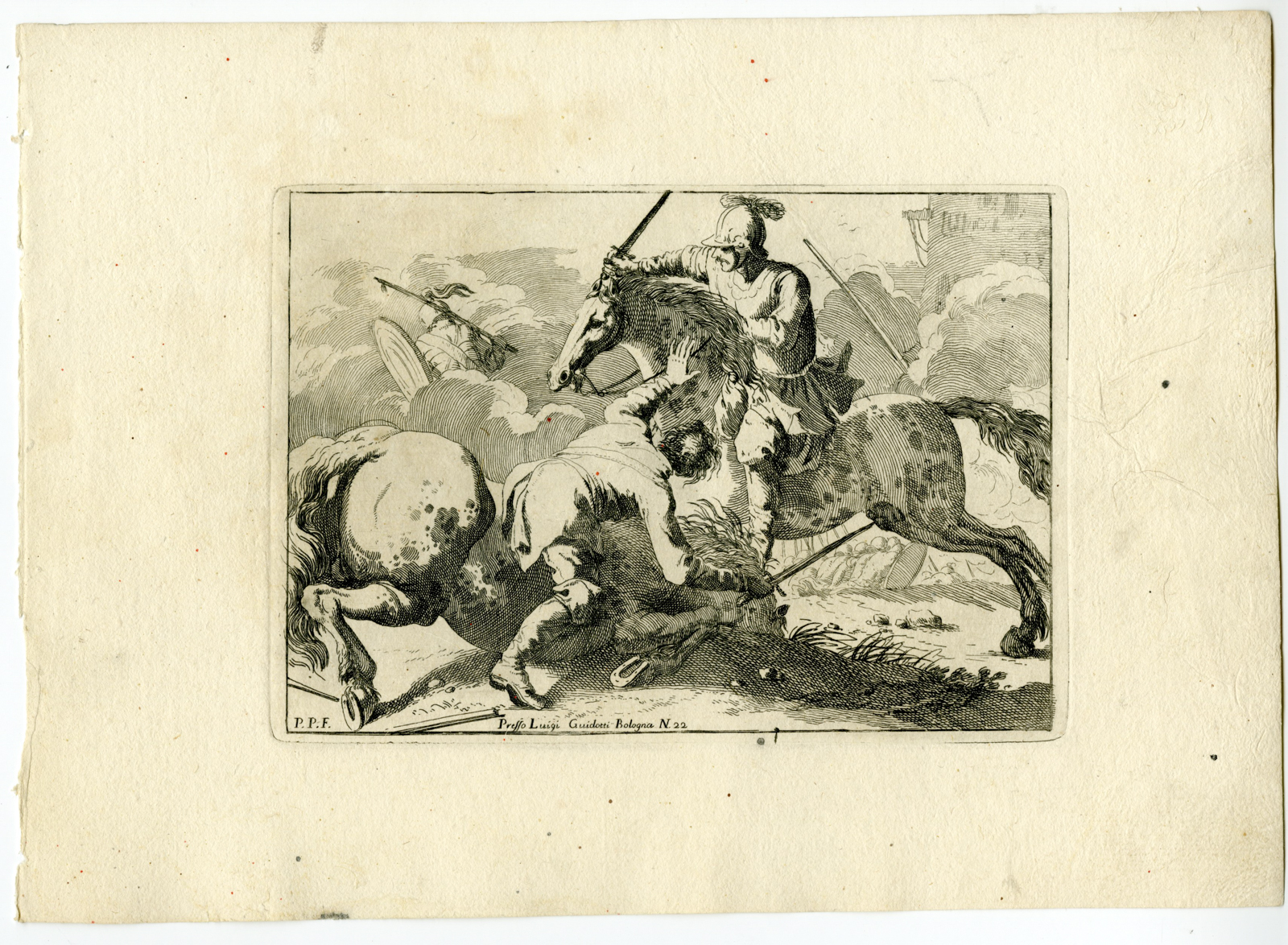 Pictura 07833 416x305 Antique Master Print-CALZA-BATTLE-COMBAT-PLATE-22-Palmieri-Calza-1760