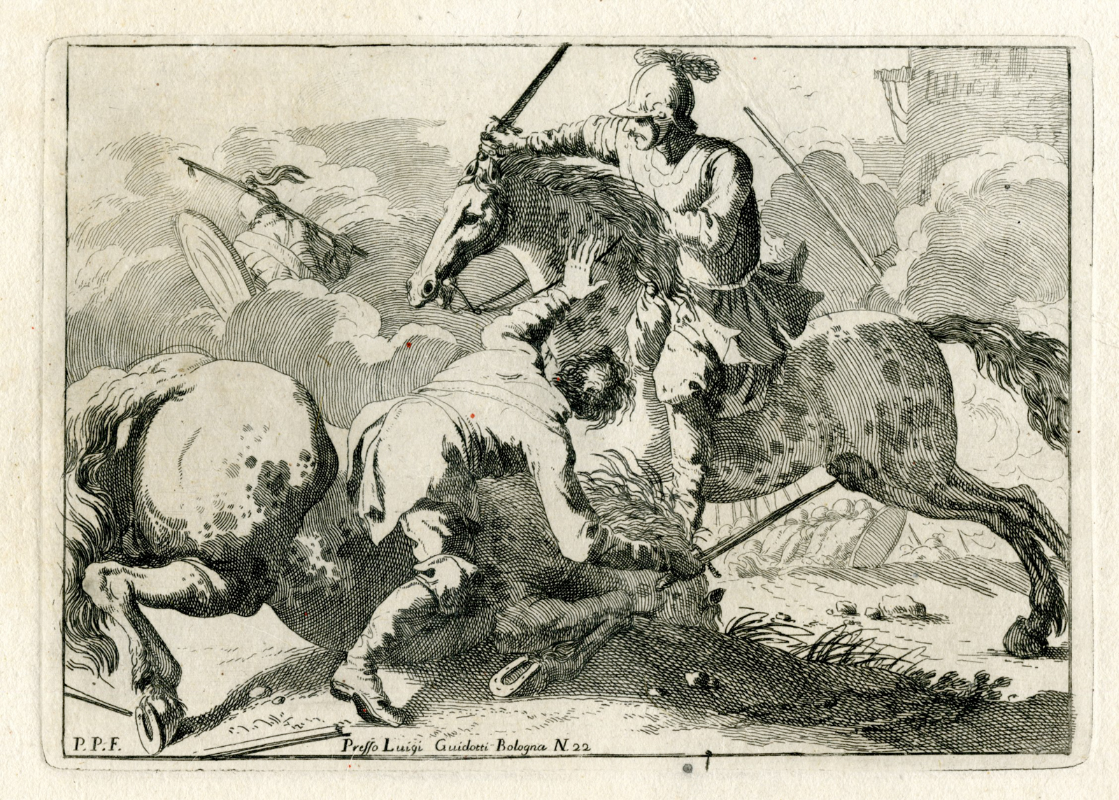 Pictura 07834 416x297 Antique Master Print-CALZA-BATTLE-COMBAT-PLATE-22-Palmieri-Calza-1760 - Image 2