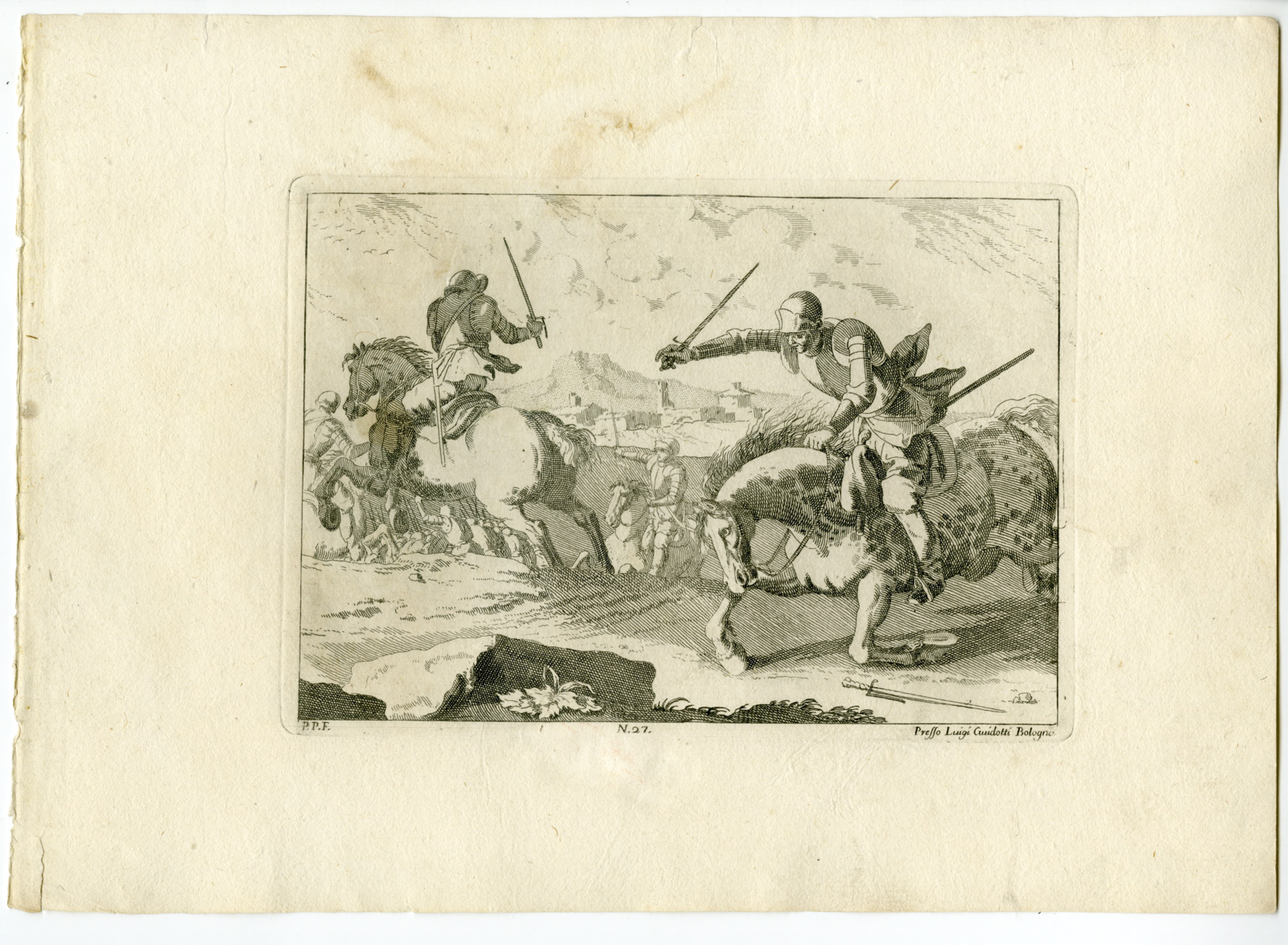 Pictura 07837 416x305 Antique Master Print-BATTLE-HORSE ATTACK-PLATE-27-Palmieri-Cunningham-1760
