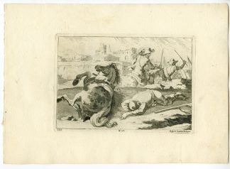 Antique Master Print-BATTLE-DEAD-SOLDIER-HORSE-PLATE-23-Palmieri-Calza-1760