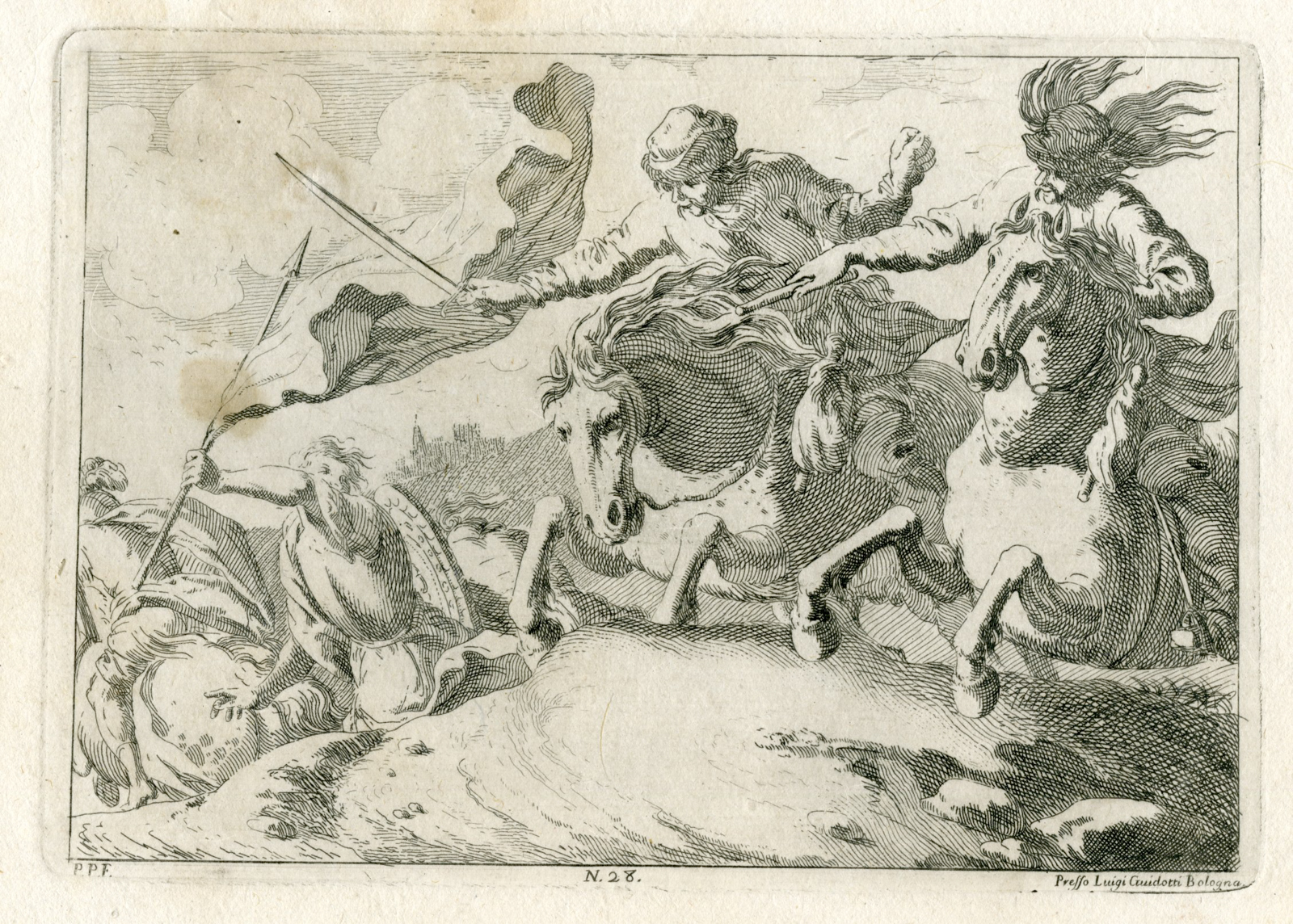 Pictura 07846 416x297 Antique Master Print-CAVALRY-CHARGE-PLATE-28-Palmieri-Simonini-1760 - Image 2