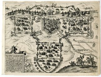 Rare-Antique Print-BATTLE-WAR-GRAVE-NETHERLANDS-Hogenberg-1602