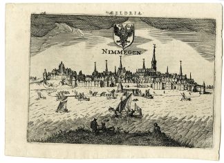 Antique Print-NIJMEGEN-VIEW-SHIPS-WAAL-NETHERLANDS-Guicciardini-1617