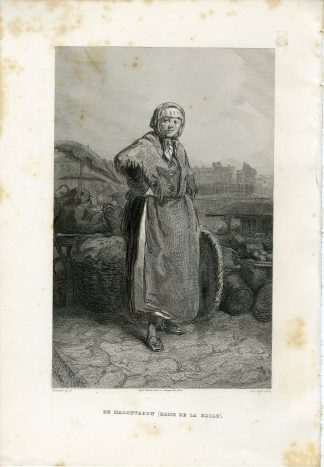 Antique Print-MARKET LADY-WOMAN-PARIS-FRANCE-Rouargue-Gavarni-Gram-1865