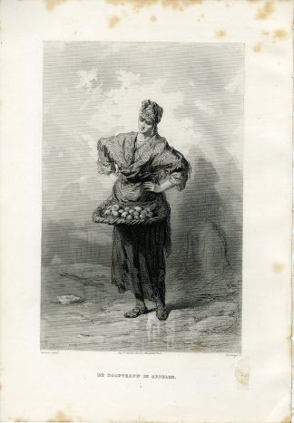 Antique Print-APPLE SELLER-WOMAN-PARIS-FRANCE-Rouargue-Gavarni-Gram-1865