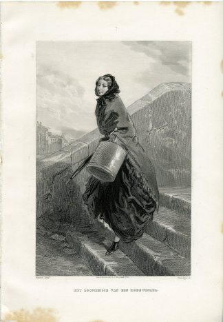 Antique Print-ERRAND GIRL-FASHION STORE-PARIS-FRANCE-Rouargue-Gavarni-Gram-1865