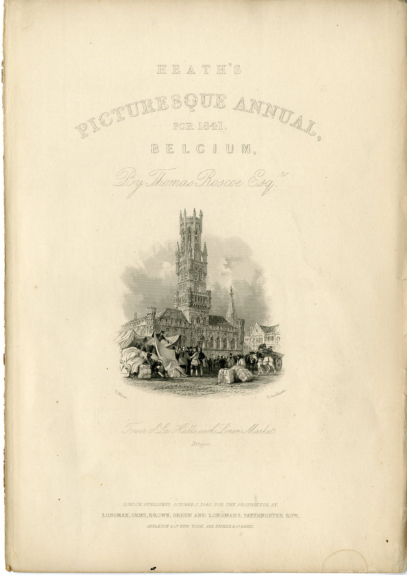 Pictura 14124 416x588 Antique Print-BRUGES-BRUGGE-BELGIUM-BELFRY-MARKET-Goodman-Allom-Roscoe-1840