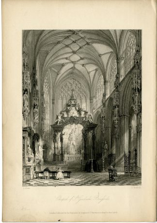 Antique Print-CHAPEL OF SAINT GUDULE-BRUSSELS-BELGIUM-Turnbull-Allom-Roscoe-1840