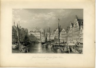 Antique Print-GHENT-GENT-CANAL VIEW-BELGIUM-Allen-Allom-Roscoe-1840