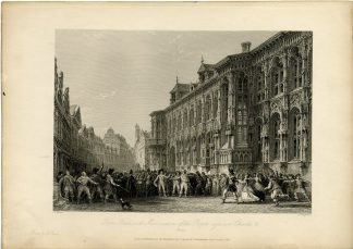 Antique Print-GHENT-GENT-TOWN HALL-INSURRECTION-BELGIUM-Higham-Allom-Roscoe-1840