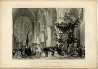 Antique Print-SAINT MICHAEL CATHEDRAL-BRUSSELS-Capone-Allom-Roscoe-1840