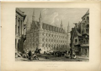Antique Print-LEUVEN-LOUVAIN-TOWN HALL-CATHEDRAL-Radclyffe-Allom-Roscoe-1840
