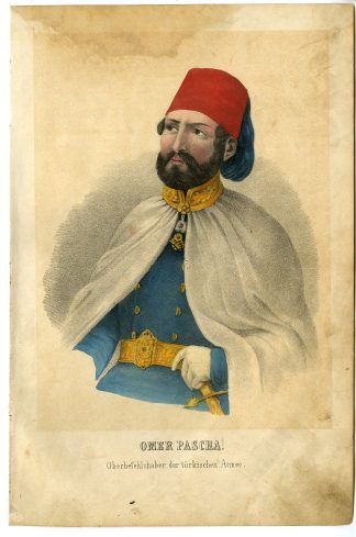 Rare-Antique Print-OMER PASHA-OTTOMAN FIELD MARSHAL-MILITARY-Goehring-1855