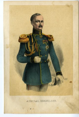 Rare-Antique Print-VLADIMIR KORNILOV-VICE ADMIRAL-RUSSIAN NAVY-Goehring-1855