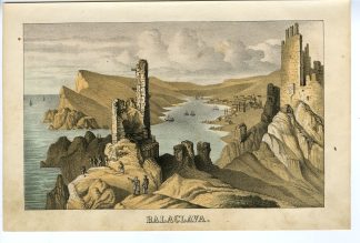 Rare-Antique Print-BALACLAVA-CRIMEA-BLACK SEA-RUSSIA-FORTRESS-Goehring-1855