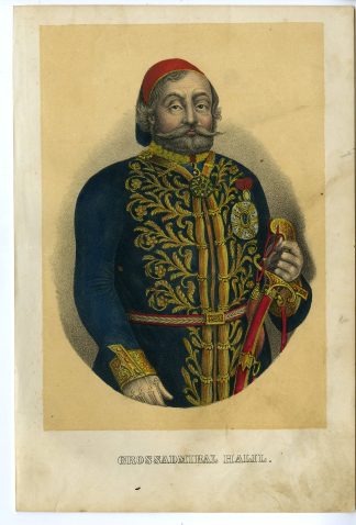 Rare-Antique Print-HALIL RIFAT PASHA-GRAND ADMIRAL-OTTOMAN NAVY-Goehring-1855