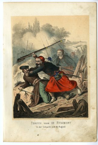 Rare-Antique Print-ZOUAVE SOLDIER-FRENCH ARMY-WAR-CRIMEA-BATTLE-Goehring-1855
