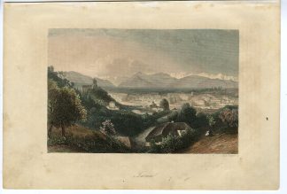 Rare-Antique Print-TURIN-TORINO-ITALY-VIEW-Payne-Goehring-1855