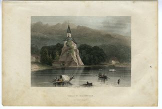 Rare-Antique Print-WILLIAM TELL-CHAPEL-LAKE GENEVA-Payne-Goehring-1855