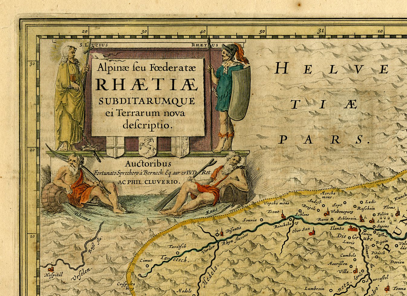 Pictura 15603 416x302 Antique Map-SWITZERLAND-CANTON GRAUBUNDEN-DAVOS-ST. MORITZ-Hondius-1633 - Image 2