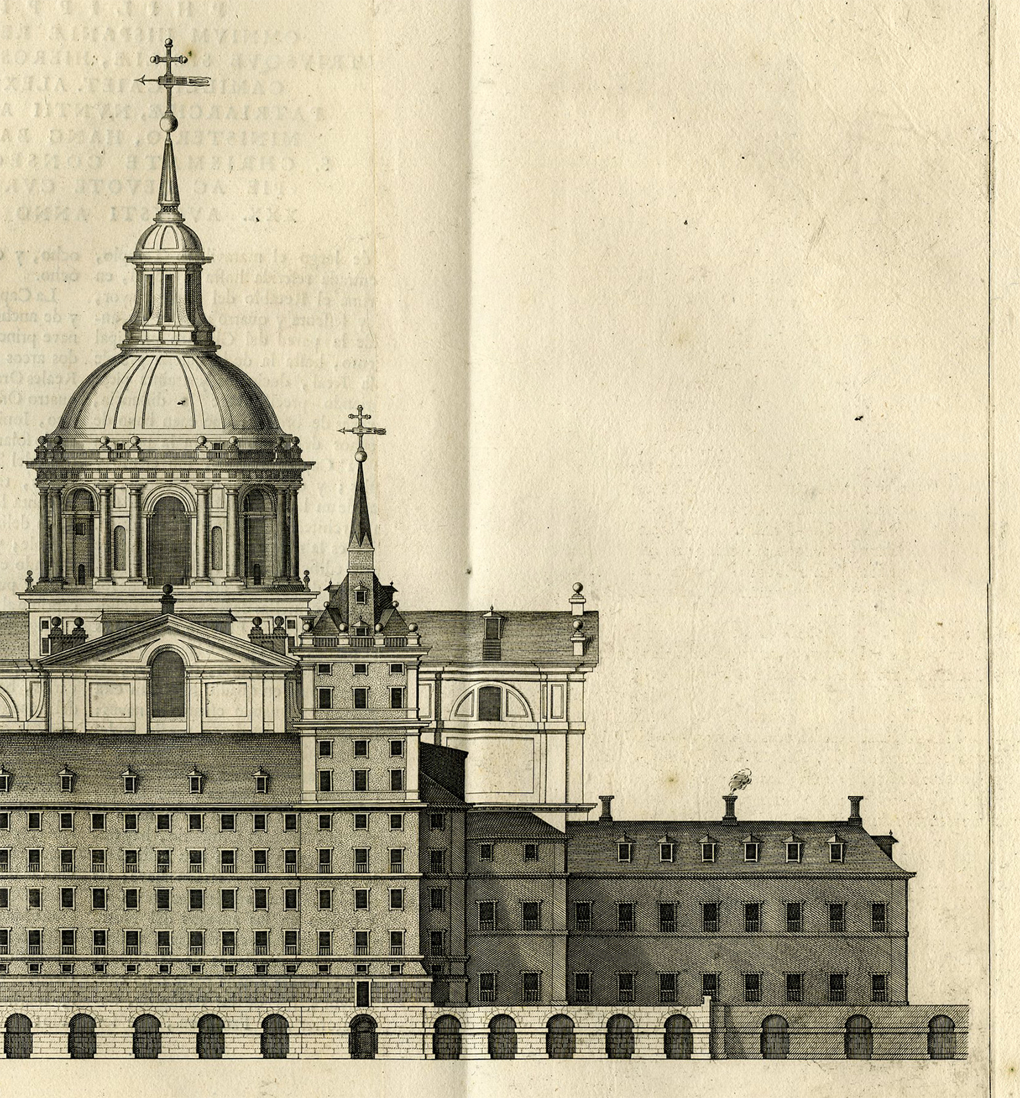 Pictura 15637 416x448 Antique Print-SPAIN-SAN LORENZO-EL ESCORIAL-SOUTHERN FACADE-Blaeu-Perret-1663 - Image 2